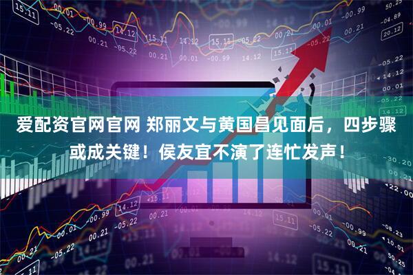 爱配资官网官网 郑丽文与黄国昌见面后，四步骤或成关键！侯友宜不演了连忙发声！